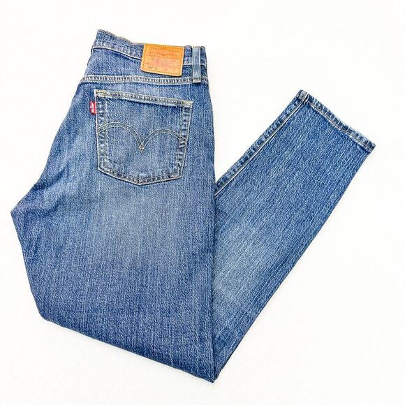 Levi's 501 Short Skinny Dark Wash Denim Jeans Button Fly Size 28 x 28 - Picture 8 of 9